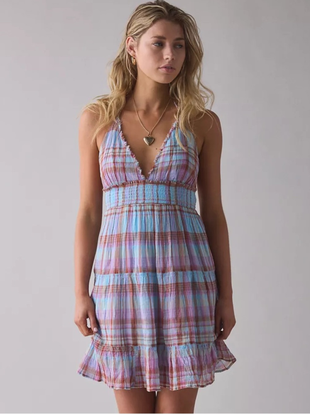 Urban Outfitters | Kimchi Blue Phoebe Cotton Open-Back Halter Knee Length Dress